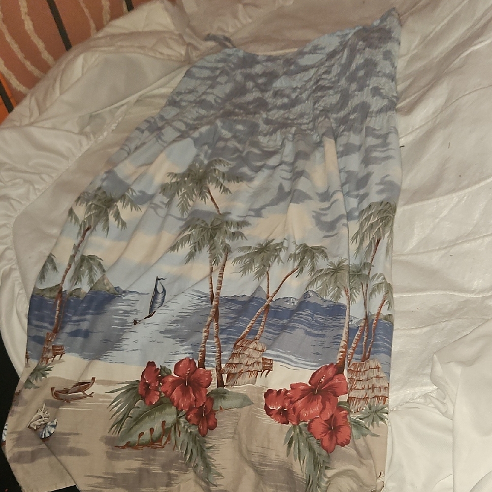 Just Love Tropical Beach Print Dress With Pockets